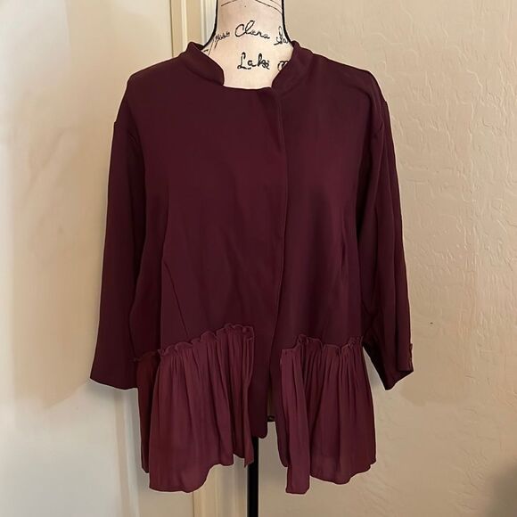 Torrid Purple Ponte Mixed Fabric Ruffle Peplum Blazer Jacket Contemporary - Picture 5 of 15